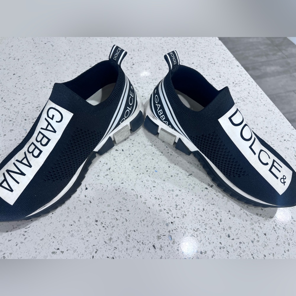 Dolce & Gabbana Black and White Sorrento Slip-On Shoes Sz 38 GUC - Picture 4 of 15